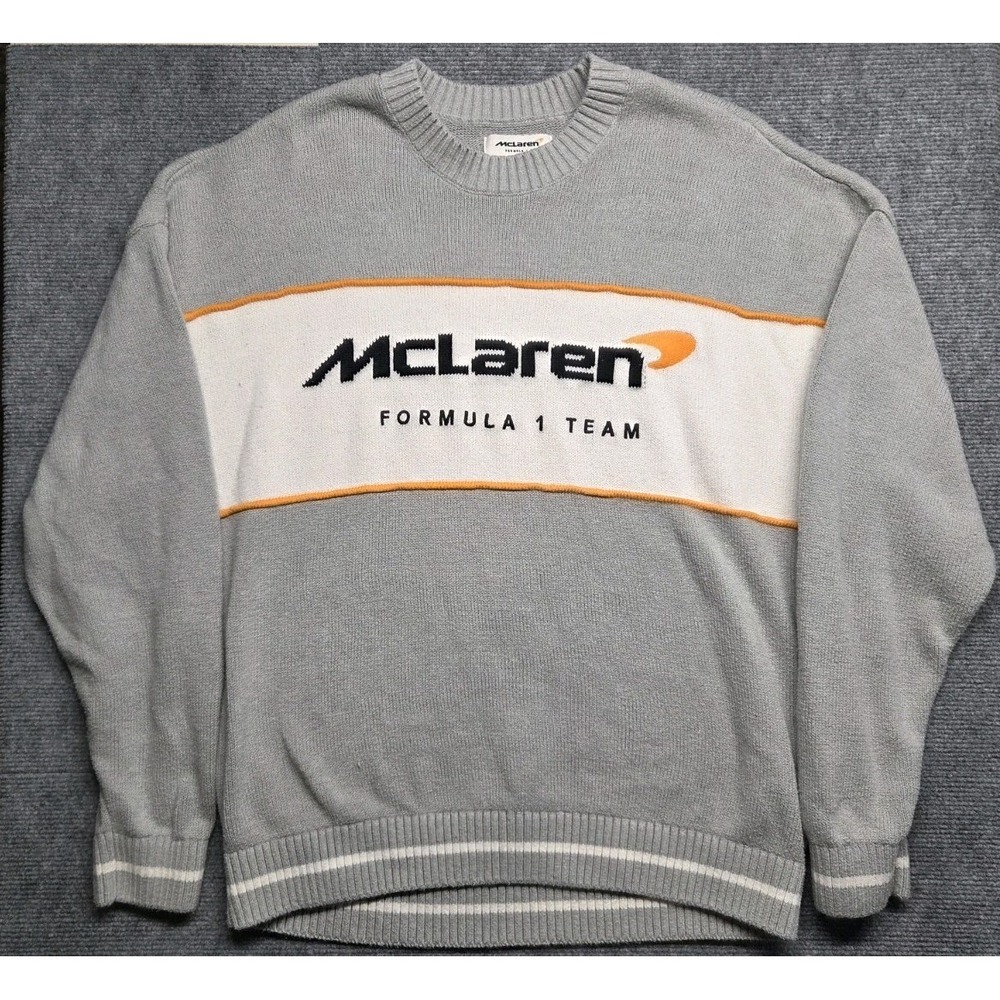 Hollister McLaren Formula 1 Team Pullover Knit Sweater Large Boxy Fit Racing